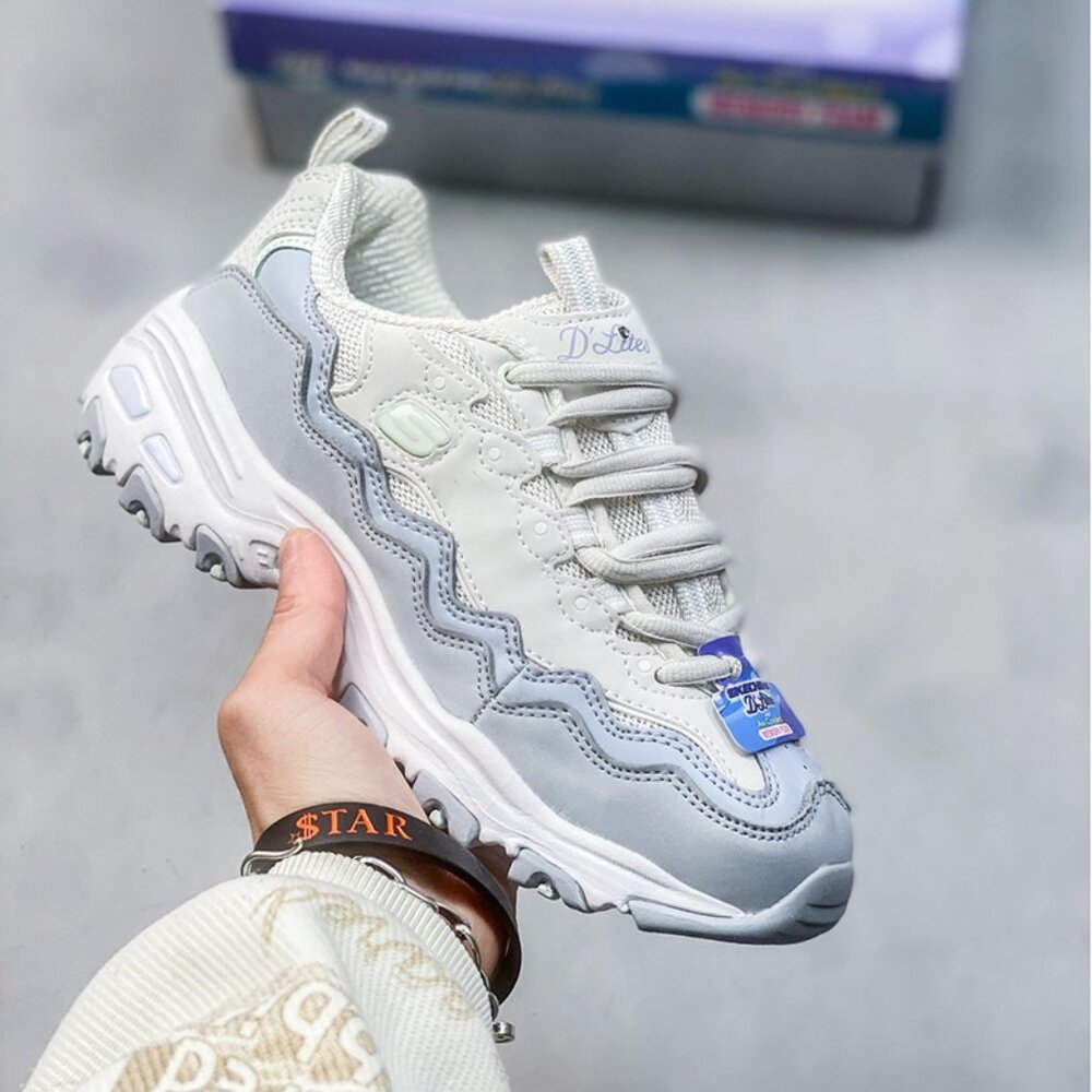 Skechers Dlites Retro Sports Shoes White & Gray